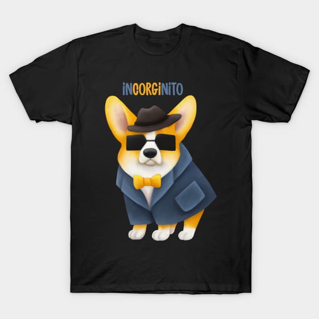 InCORGInito Corgi Cute Funny Dog Pun Detective Incognito T-Shirt by dramabite